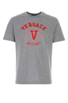 Versace Melange Grey Cotton T-shirt In Grey
