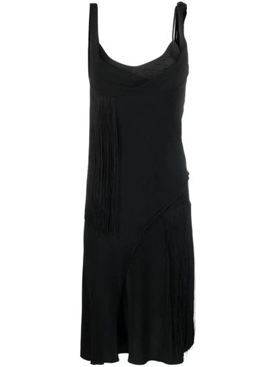 Victoria Victoria Beckham Asymmetric Fringe Mini Dress In Black
