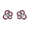 GUCCI WIGGLE WIGGLE MEMORY KNOT STUD WINE RED & RHODIUM