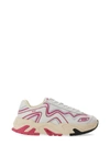 Msgm Two-tone Mesh And Leather Sneakers In White