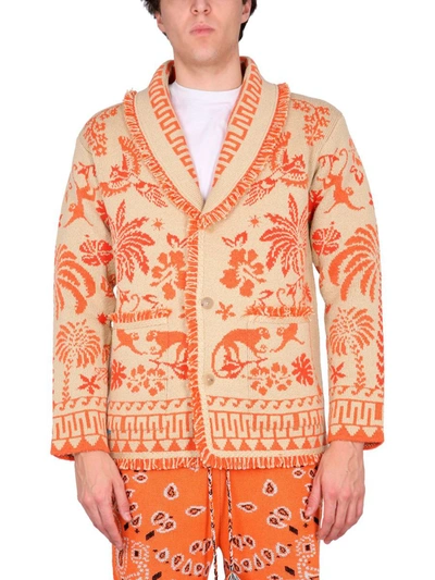 Alanui Nature Print Virgin Wool Knit Cardigan In Multicolour