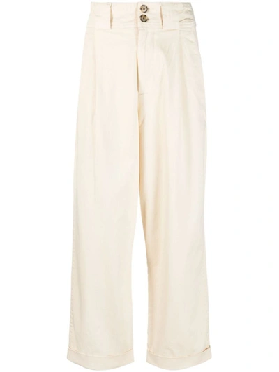 Woolrich High-waisted Tailored Trousers In Beige