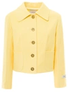 Patou Yellow Jacket With Branded Buttons In Cotton Blend Tweed Woman