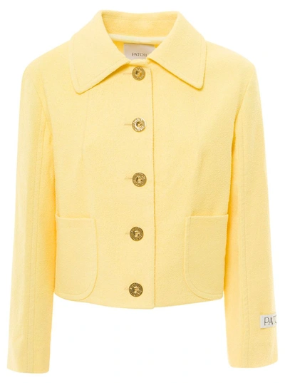 Patou Yellow Jacket With Branded Buttons In Cotton Blend Tweed Woman