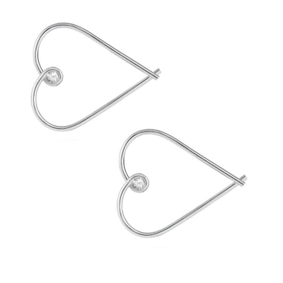 Gucci Heart Hoop Earrings - Diamonds & Silver