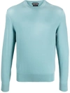 Tom Ford Sea Island Cotton Crewneck Sweater In Clear Blue