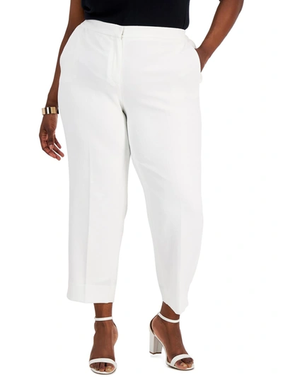 Kasper Plus Womens Pique Ankle Trouser Pants In Lily White