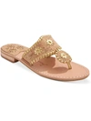 JACK ROGERS JACKS II FLAT SANDAL WOMENS LEATHER EMBELLISHED THONG SANDALS