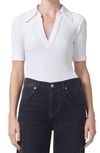 Citizens Of Humanity Liu Johnny Collar Rib Bodysuit In White