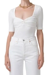 Citizen Of Humanity Parie Twist Neck Rib Top In Milque