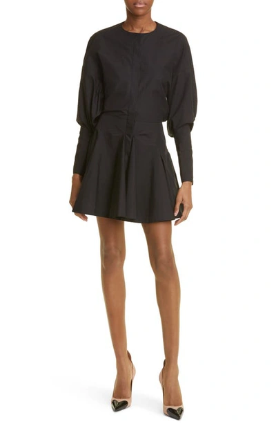 Alaïa Long Sleeve Cotton Skater Minidress In Noir Ala?a