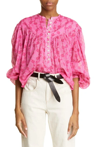 Isabel Marant Étoile Salika Floral Printed Cotton Top In Pink