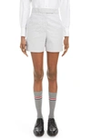 Thom Browne Grey Seersucker High Waisted Shorts In Medium Grey