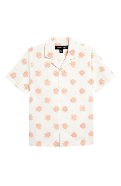 Treasure & Bond Kids' Button-up Camp Shirt In Ivory Egret Sun Shine