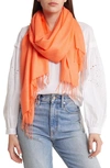 Nordstrom Tissue Weight Wool & Cashmere Scarf In Coral Camelia