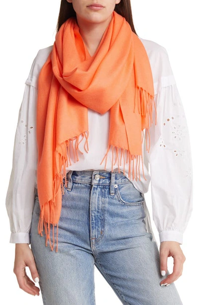 Nordstrom Tissue Weight Wool & Cashmere Scarf In Coral Camelia