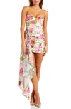 KATIE MAY CHASING DAWN FLORAL STRAPLESS MINIDRESS