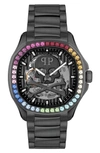 Philipp Plein Men's Automatic Skeleton Spectre Black Ion-plated Bracelet Watch 42mm In Ip Black