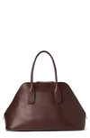 The Row Devon Saddle Leather Top Handle Bag In Burgundy
