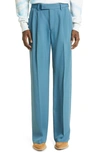 Amiri Pink Pleated Trousers In Blue Fin