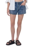 Citizen Of Humanity Franca Pleated Baggy Denim Shorts In Harbor