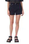 Agolde Black Dee Denim Shorts In Slow Burn