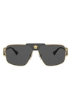 Versace 63mm Oversize Pillow Sunglasses In Gold