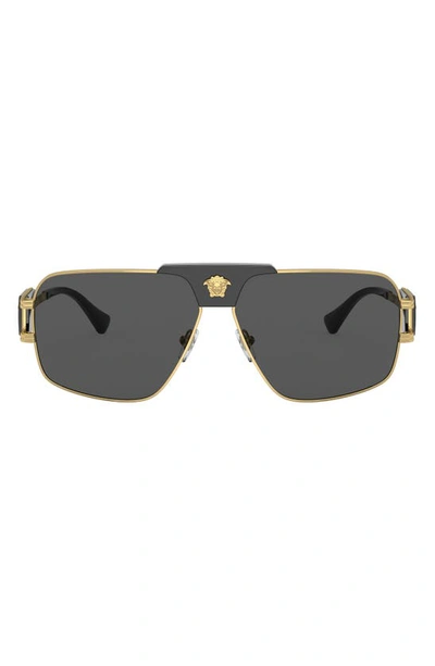 Versace 63mm Oversize Pillow Sunglasses In Gold