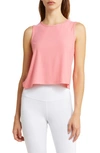 Beyond Yoga Featherweight New View Crop Tank In Sun Kissed Coral Heather