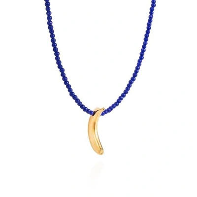 Gucci Banana Necklace Gold & Lapis Lazuli In Blue
