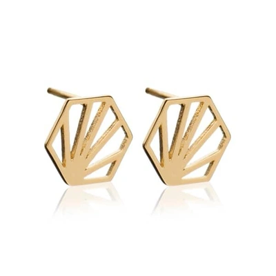 Rachel Jackson London Serenity Hexagon Stud Earrings Gold