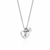 Gucci Heart Initial & Diamond Necklace Silver