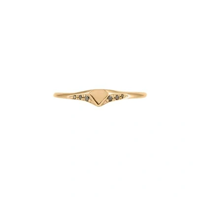 Gucci Diamond Shield & Black Diamonds Mini Signet Ring Solid Gold