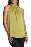 Angel Maternity Halter Maternity Blouse In Lime