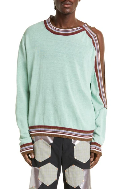 Kiko Kostadinov Ria Henley Knit Sweater Mint In Green | ModeSens