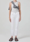 Citizen Of Humanity Isola Cropped Bootcut Recycled Leather-blend Pants In White Denim