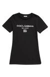 DOLCE & GABBANA KIDS' EMBROIDERED LOGO STRETCH COTTON GRAPHIC T-SHIRT DRESS