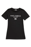 Dolce & Gabbana Kids' Embroidered Logo Stretch Cotton Graphic T-shirt Dress In Black