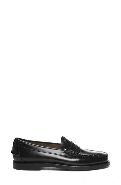 Sebago Classic Dan Tag Mismatched Penny Loafers In Black- White