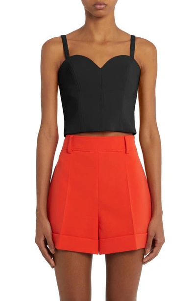 Moschino Crop Cady Bustier Top In Black