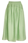 VINCE SMOCKED WAIST CHIFFON SKIRT