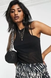 Topshop Clean Stretch Cotton Tank Top In Black