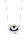 Sphera Milano Cz & Imitation Pearl Evil Eye Pendant Necklace In Gold