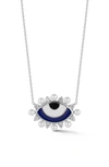 Sphera Milano Cubic Zirconia & 2–3mm Cultured Pearl Evil Eye Pendant Necklace In Silver