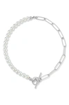 SPHERA MILANO CULTURED FRESHWATER PEARL PAPERCLIP LINK BRACELET