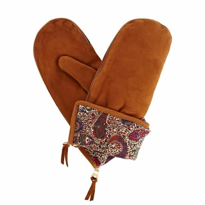 Gizelle Renee Psyche Tan Brown Nubuk Suede Gloves With Bm Liberty Tana Lawn