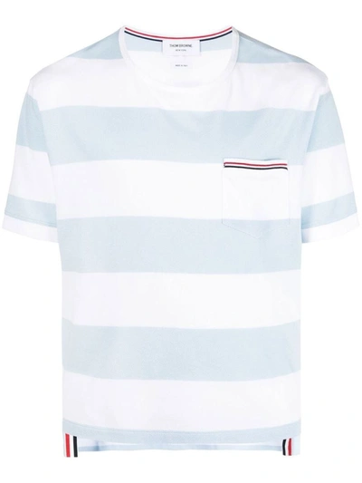 Thom Browne Gestreiftes T-shirt In Blue