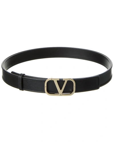 Valentino Garavani Vlogo 20mm Leather Belt In Black