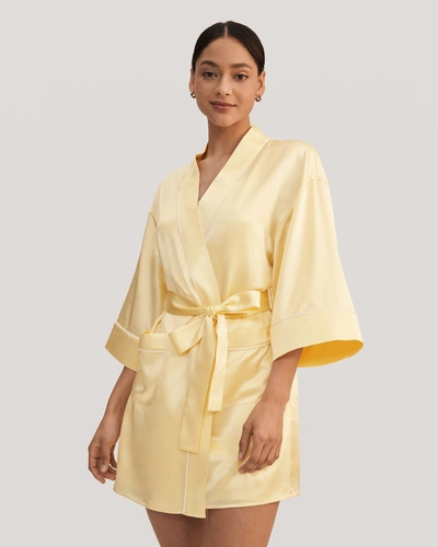 Lilysilk Women's Golden Cocoon Silk Kimono Robe