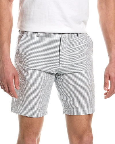 Slate & Stone Striped Cotton Seersucker Shorts In White